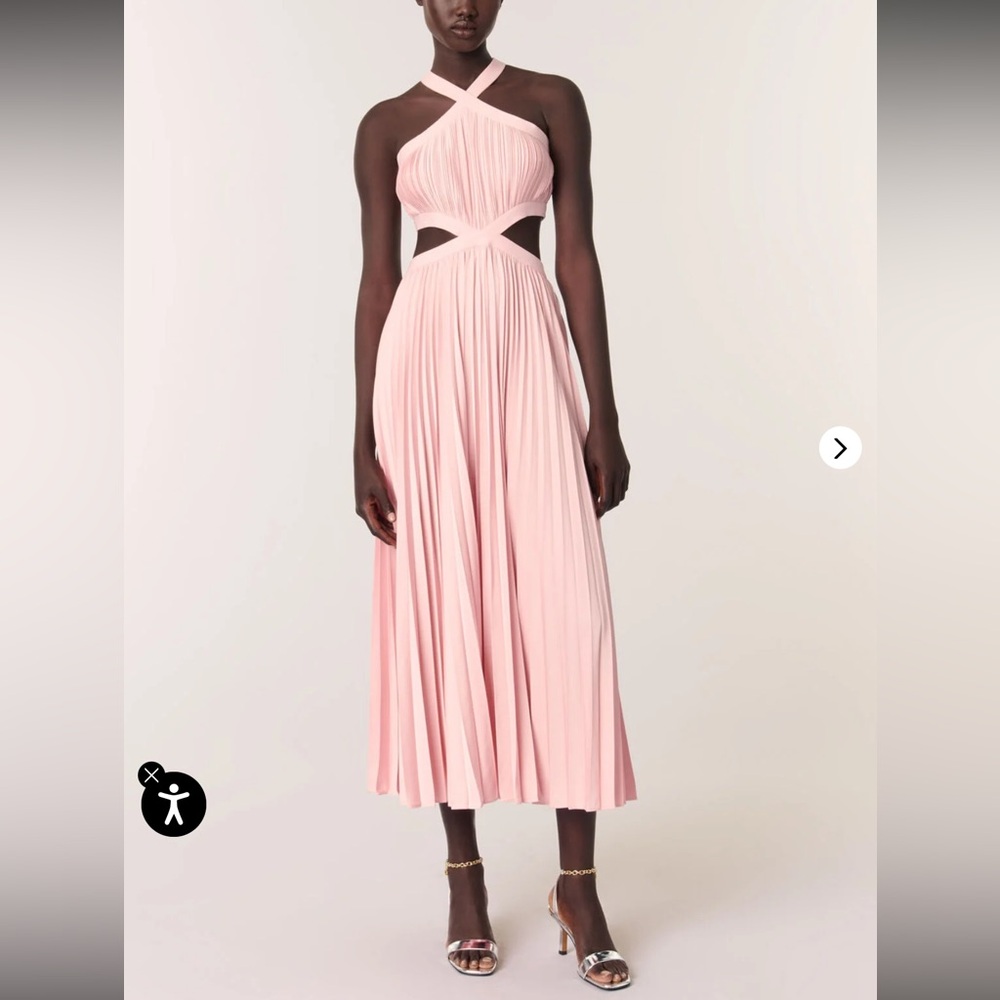 NWT Maje Pleated Pink Dress Size 38. - Picture 2 of 11